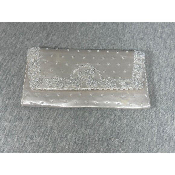 Vintage BonSoir Beaded Silk Wallet Purse Handmade Ivory - Picture 1 of 5